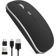 Mouse Nou ABL-M3, 1600dpi, 4 Butoane, Negru, Wireless, USB-A + USB-C Reciever